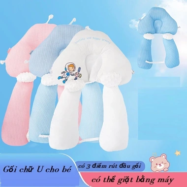Gối chữ U cho bé sơ sinh: Chống giật mình, ngăn méo đầu, giảm giá 20%