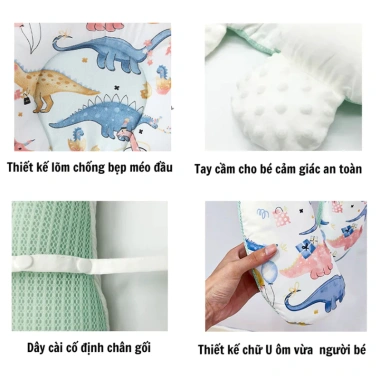 Gối chữ U cho bé sơ sinh: Chống giật mình, ngăn méo đầu, giảm giá 20%