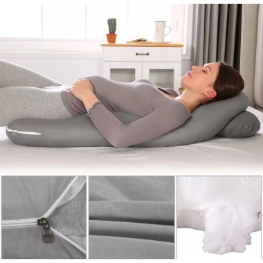 Gối chữ U đa năng cho mẹ bầu và bé - Cao cấp 3kg mẫu mới độc quyền, giảm giá 199k 3