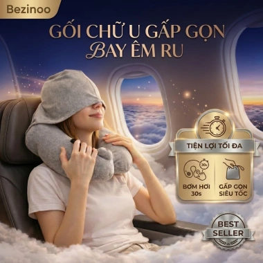 Gói chữ U đi máy bay, gói hơi lạnh trưa văn phòng, kèm mũ chụp mắt, gấp gọn - chỉ 300.000đ