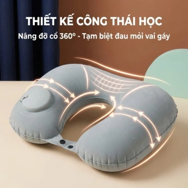 Gối chữ U du lịch tự bơm khí TPU - Nhỏ gọn, siêu nhẹ, chỉ 32.900₫