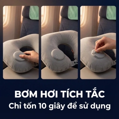 Gối chữ U du lịch tự bơm khí TPU - Nhỏ gọn, siêu nhẹ, chỉ 32.900₫