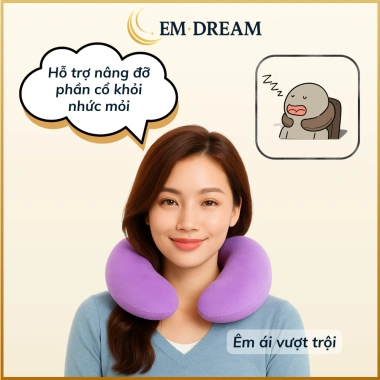 Gối chữ U EmDream mềm êm cao cấp - Kê cổ, ôm cổ cho văn phòng, du lịch, đi xe, ngủ trưa - Giá 65.000₫ 2
