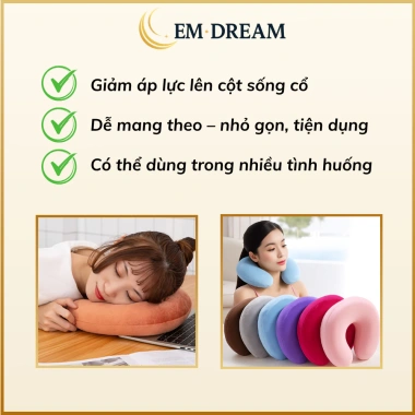 Gối chữ U EmDream mềm êm cao cấp - Kê cổ, ôm cổ cho văn phòng, du lịch, đi xe, ngủ trưa - Giá 65.000₫ 8