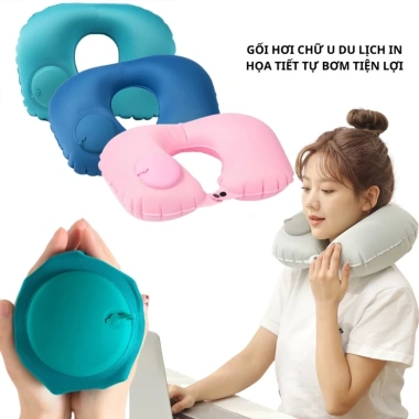 Gối chữ U gấp gọn tự bơm hơi - Tiện lợi cho du lịch, đi xa và nghỉ trưa văn phòng