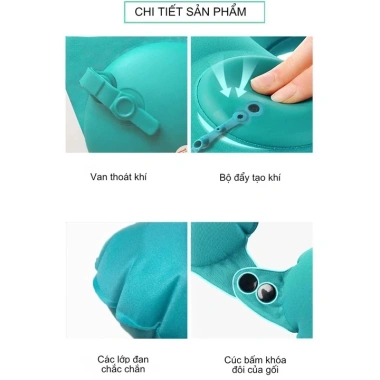 Gối chữ U gấp gọn tự bơm hơi - Tiện lợi cho du lịch, đi xa và nghỉ trưa văn phòng