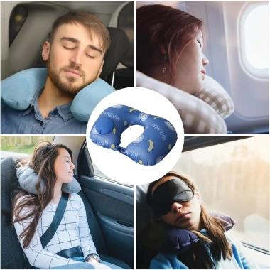 Gối chữ U lụa bơm hơi di động du lịch máy bay - Gối cổ thông minh HICKIES giá 74.000₫