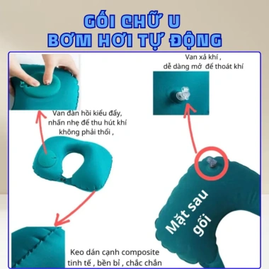 Gối chữ U tự bơm hơi gấp gọn tiện lợi - Kê cổ văn phòng, du lịch, ô tô, hỗ trợ cổ, giảm mỏi lưng, đi làm, đi học, 39.000₫ 5