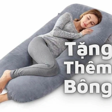 Gối chữ U và J ôm bà bầu vải nhung mịn bi 3D Tặng bông dự phòng chỉ 275.000₫