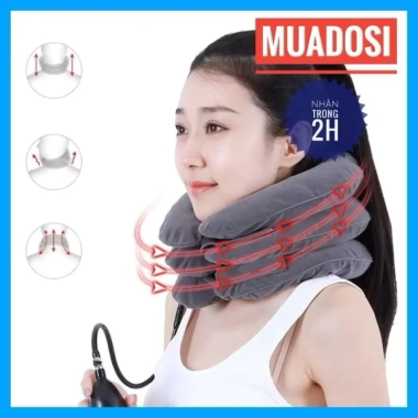 Gối Cổ 3 Tầng Bơm Hơi Mềm Mại - Thư giãn, hỗ trợ lực kéo, dùng tại nhà nam nữ, giá 86k