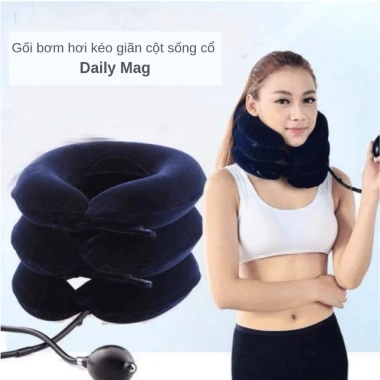 Gối Cổ 3 Tầng Bơm Hơi Mềm Mại - Thư giãn, hỗ trợ lực kéo, dùng tại nhà nam nữ, giá 86k