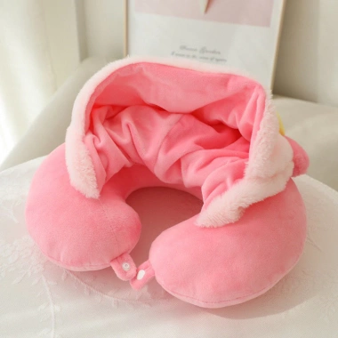 Gối cổ chữ U Kuromi ngủ trưa, văn phòng & du lịch kèm mũ trùm đầu, giảm giá 169k