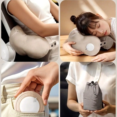 Gối cổ du lịch BTLIMER bơm hơi chữ U điều chỉnh, mềm mại, tiện dụng cho máy bay 7