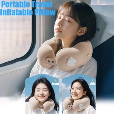 Gối cổ du lịch BTLIMER bơm hơi chữ U điều chỉnh, mềm mại, tiện dụng cho máy bay 9