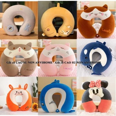 Gối cổ du lịch chữ U cúc cài, ruột cao su non - Giảm giá 95k, chống mỏi cổ