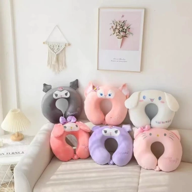 Gối cổ du lịch chữ U Kuromi Cinnamon giảm mỏi cổ, thiết kế động vật dễ thương, gối đeo cổ văn phòng cao cấp 109.000₫
