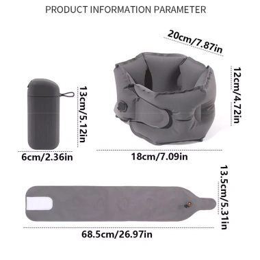 Gối cổ du lịch hình chữ U YITAQI - Bơm hơi điều chỉnh, thoáng khí, 360° bỏ túi, hỗ trợ máy bơm, giảm đau cổ - 173.664₫ 2