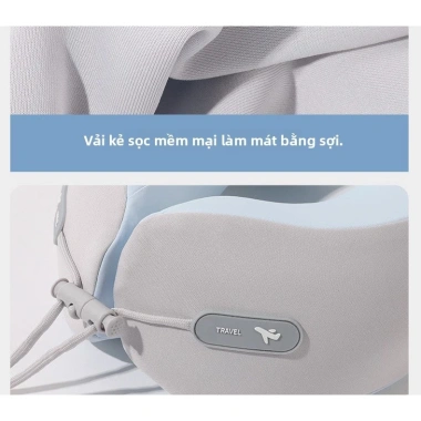 Gối cổ hình chữ U Memory Foam siêu mềm, vải từ tính, phù hợp du lịch giảm giá 5
