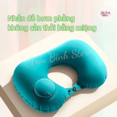 Gối cổ tự động bơm hơi chữ U, du lịch gọn nhẹ, không cần thổi miệng, tiện mang theo 2