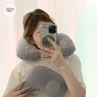 Gối cổ tự động bơm hơi chữ U, du lịch gọn nhẹ, không cần thổi miệng, tiện mang theo 6