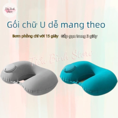 Gối cổ tự động bơm hơi chữ U, du lịch gọn nhẹ, không cần thổi miệng, tiện mang theo 7