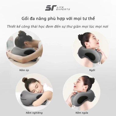 Gối Cổ Văn Phòng Chữ U Cao Su Non Sairui Công Thái Học - Chống Đau Vai Gáy, Tựa Cổ Khi Bay, Ô Tô, Du Lịch, Giá Ưu Đãi 249k 3