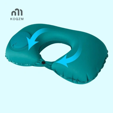 Gối du lịch bơm hơi chữ U - Đệm cổ di động, hỗ trợ ngủ thoải mái, bấm bơm nhanh