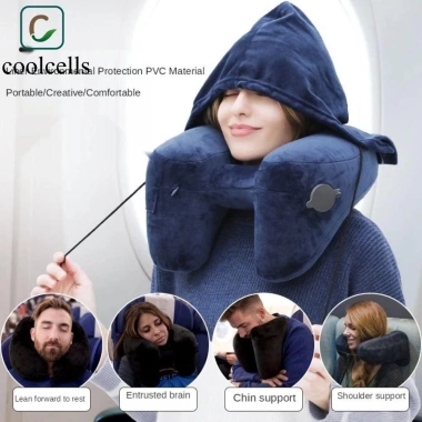 Gối du lịch bơm hơi COOLCELLS H-shape - Đệm cổ, túi dây rút, thoải mái bay
