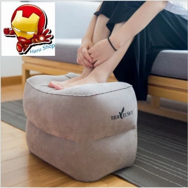 Gối gác chân cao cấp bơm hơi, dùng tại nhà, máy bay, ô tô - kèm túi bơm 3