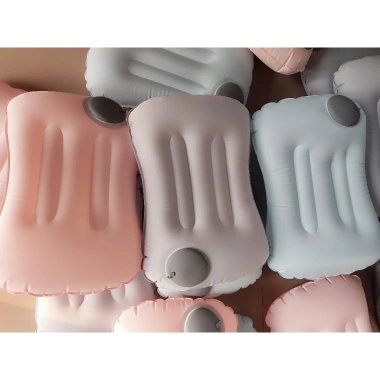 Gối hơi chữ nhật 49x32cm - Tựa lưng, ngủ văn phòng, vải họa tiết thô, bơm tay/thổi, giá chỉ 53.000₫
