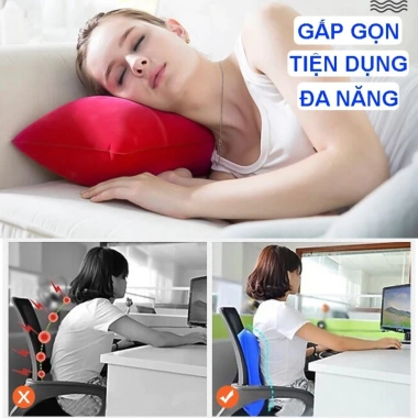 Gối hơi đa năng 34x22.5cm - Tựa lưng, du lịch tiện lợi, nhỏ gọn, giảm giá 20.5k