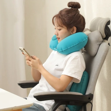 Gối hơi kê cổ chữ U gấp gọn, bơm tự động, bỏ túi du lịch tiện lợi chỉ 55k