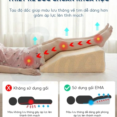 Gối kê chân Ema chống suy giãn tĩnh mạch - Tăng tuần hoàn, giảm phù nề, thẩm mỹ, chỉ 406.000₫
