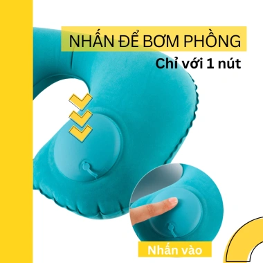 Gối Kê Cổ Chữ U Bơm Hơi Tự Động - Dễ Bấm, Tựa Đầu & Cổ Ô Tô By-928 Giá 69.000 VND