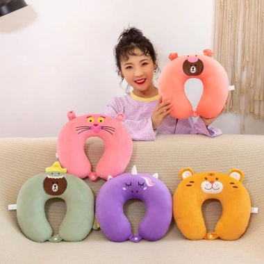 Gối Kê Cổ Chữ U Bông Đệm Đỡ Cổ Đi Máy Bay, Ô tô Du Lịch - Chống Mỏi Cổ, Thích Hình Thú, Dễ Mang 3