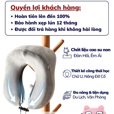 Gối kê cổ chữ U CECILA cao su non mềm, đàn hồi tốt, vỏ mịn thoáng khí dành cho dân văn phòng