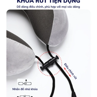Gối kê cổ chữ U CECILA cao su non mềm, đàn hồi tốt, vỏ mịn thoáng khí dành cho dân văn phòng