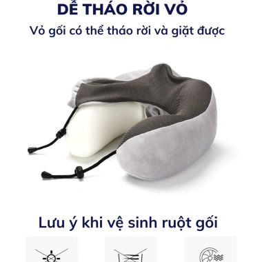 Gối kê cổ chữ U CECILA cao su non mềm, đàn hồi tốt, vỏ mịn thoáng khí dành cho dân văn phòng