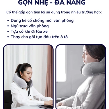 Gối kê cổ chữ U CECILA cao su non mềm, đàn hồi tốt, vỏ mịn thoáng khí dành cho dân văn phòng