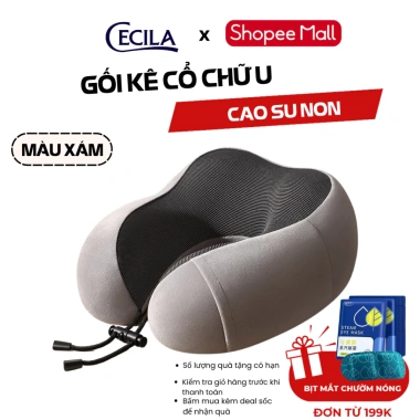 Gối kê cổ chữ U CECILA cao su non mềm, đàn hồi tốt, vỏ mịn thoáng khí dành cho dân văn phòng