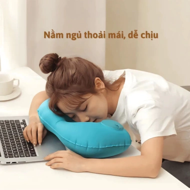 Gối Kê Cổ Chữ U Tự Bơm Hơi Gấp Gọn Tiện Lợi - Nhỏ Gọn, Dễ Mang Đi Văn Phòng, Du Lịch, Xe Ô Tô