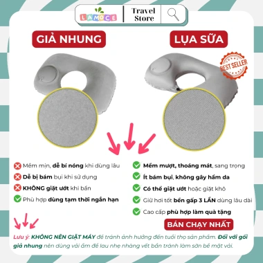 Gối kê cổ chữ U tự bơm hơi LAMOCE: Gọn gọn, mềm mại, kèm bịt mắt, giảm đau cổ vai gáy cho máy bay & văn phòng