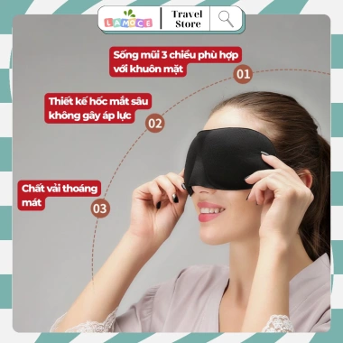 Gối kê cổ chữ U tự bơm hơi LAMOCE: Gọn gọn, mềm mại, kèm bịt mắt, giảm đau cổ vai gáy cho máy bay & văn phòng