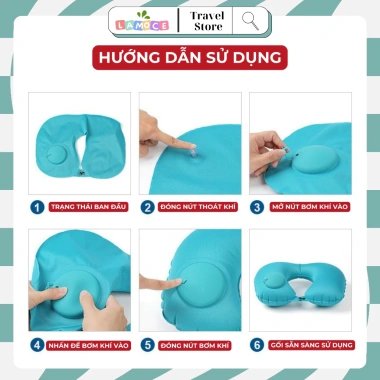 Gối kê cổ chữ U tự bơm hơi LAMOCE: Gọn gọn, mềm mại, kèm bịt mắt, giảm đau cổ vai gáy cho máy bay & văn phòng