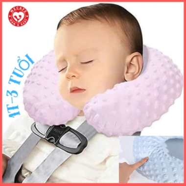 Gối kê cổ trẻ 1-3 tuổi - Massa Muslin nhung hạt cao cấp, bảo vệ cổ khi đi ô tô