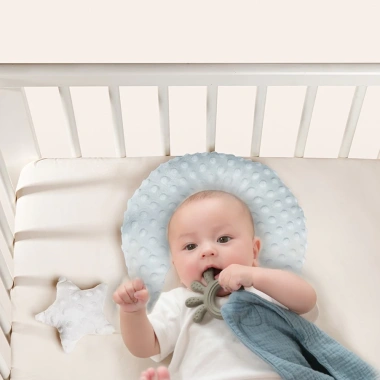 Gối kê cổ trẻ 1-3 tuổi - Massa Muslin nhung hạt cao cấp, bảo vệ cổ khi đi ô tô