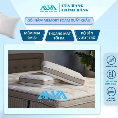 Gối Nằm MEMORY FOAM Alva hỗ trợ vai cổ gáy - Xuất khẩu Châu Âu, êm ái, thoáng mát, tốt cho sức khỏe