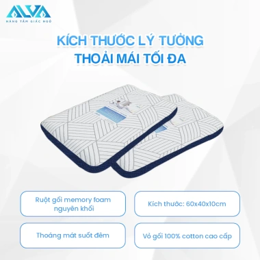 Gối Nằm MEMORY FOAM Alva hỗ trợ vai cổ gáy - Xuất khẩu Châu Âu, êm ái, thoáng mát, tốt cho sức khỏe
