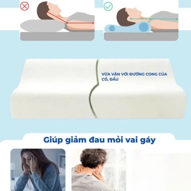Gối ngủ cao su non Memory Foam công thái học lượn sóng - Siêu mềm, hỗ trợ cột sống, thoáng mát, giảm đau, thiết kế 3D, giá 99.000₫