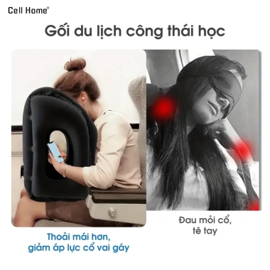 Gối ngủ công thái học bơm hơi - Ôm, kê tay, thoải mái cho văn phòng, du lịch, máy bay - 221.000 VND 2